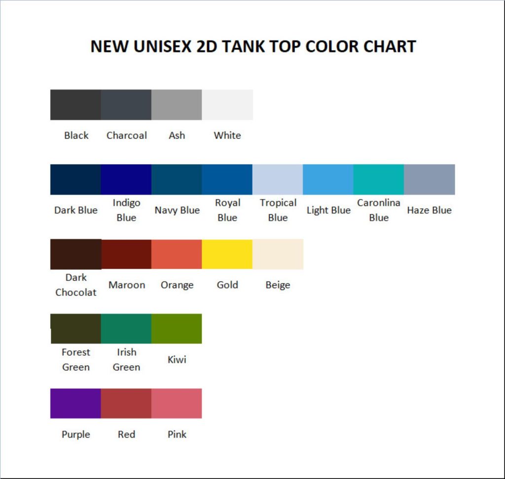tank top color chart - Doja Cat Shop